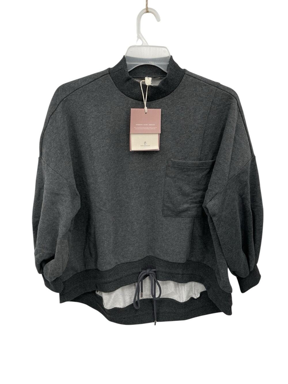 NWT Nap Loungewear Drawstring Hem Cotton Sweatshirt Gray Size XS